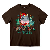 Chocolate Brown i want a hippopotamus for christmas Heavy Core Tee - MaliasSmallBusiness