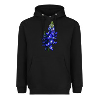 Black Bluebonnet Flower Illustrations Heavyweight Hoodie - LillyAllenDesigns