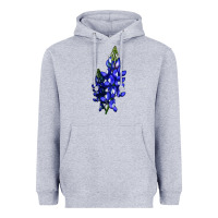 Heather Grey Bluebonnet Flower Illustrations Heavyweight Hoodie - LillyAllenDesigns