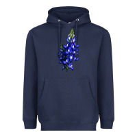 Navy Bluebonnet Flower Illustrations Heavyweight Hoodie - LillyAllenDesigns