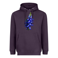 Plum Bluebonnet Flower Illustrations Heavyweight Hoodie - LillyAllenDesigns