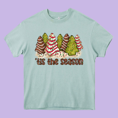 Tis The Season Little Debbie Tree Cakes Heavy Core Tee Designed By Jahusdesignshop