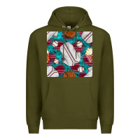 Army Green baseball  uniform with turquoise gemstone seamless pattern Premium Hoodie - BundleAndBundleShop