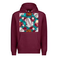 Burgundy baseball  uniform with turquoise gemstone seamless pattern Premium Hoodie - BundleAndBundleShop