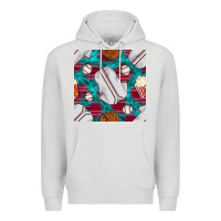 Dove Grey baseball  uniform with turquoise gemstone seamless pattern Premium Hoodie - BundleAndBundleShop