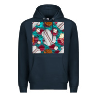 Navy baseball  uniform with turquoise gemstone seamless pattern Premium Hoodie - BundleAndBundleShop