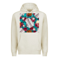 Oatmeal Heather baseball  uniform with turquoise gemstone seamless pattern Premium Hoodie - BundleAndBundleShop