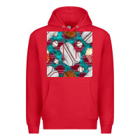 Red baseball  uniform with turquoise gemstone seamless pattern Premium Hoodie - BundleAndBundleShop