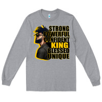 Heather Grey strong powerful confident king blessed unique Long Sleeve Tee - CowGirlArtShop