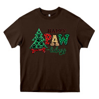 Chocolate Brown happy pawlidays christmas pets Heavy Core Tee - MaliasSmallBusiness