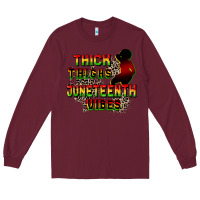 Burgundy thick thighs juneteenth vibes cowgirl Long Sleeve Tee - CowGirlArtShop