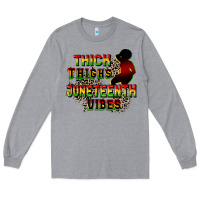 Heather Grey thick thighs juneteenth vibes cowgirl Long Sleeve Tee - CowGirlArtShop