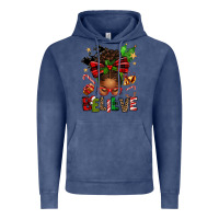 Vintage Denim christmas believe afro messy bun Vintage Hoodie - texasbilliewilder