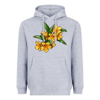 Heather Grey Yellow Jessamine Flower Illustrations Heavyweight Hoodie - LillyAllenDesigns
