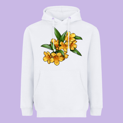 Yellow Jessamine Flower Illustrations Heavyweight Hoodie Designed By Lillyallendesigns