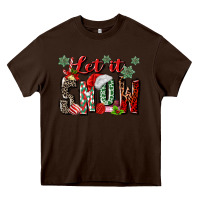 Chocolate Brown let it snow Heavy Core Tee - MaliasSmallBusiness