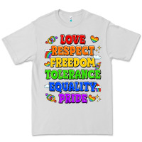 Dove Grey love respect freedom tolerance equality pride Premium Tee - LillyAllenDesigns