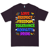 Plum love respect freedom tolerance equality pride Premium Tee - LillyAllenDesigns