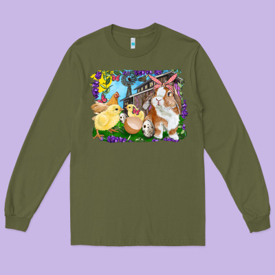 Easter Farm Chicks And Bunny Long Sleeve Tee Designed By Ranaportraitstore
