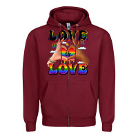 Burgundy love is love lgbtq pride hands Zipper Hoodie - LillyAllenDesigns