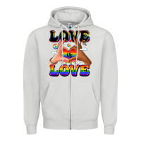 Dove Grey love is love lgbtq pride hands Zipper Hoodie - LillyAllenDesigns