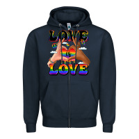 Navy love is love lgbtq pride hands Zipper Hoodie - LillyAllenDesigns