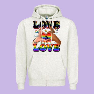 Love Is Love Lgbtq Pride Hands Zipper Hoodie Designed By Lillyallendesigns