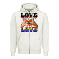 Oatmeal Heather love is love lgbtq pride hands Zipper Hoodie - LillyAllenDesigns