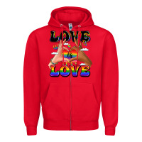 Red love is love lgbtq pride hands Zipper Hoodie - LillyAllenDesigns