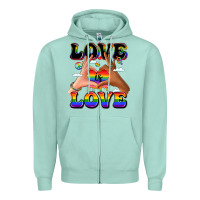 Seafoam love is love lgbtq pride hands Zipper Hoodie - LillyAllenDesigns