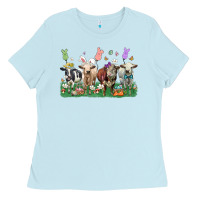 Baby Blue easter cow Ladies Tee - LillyAllenDesigns
