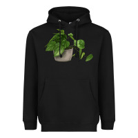 Black Philodendron Heavyweight Hoodie - LillyAllenDesigns