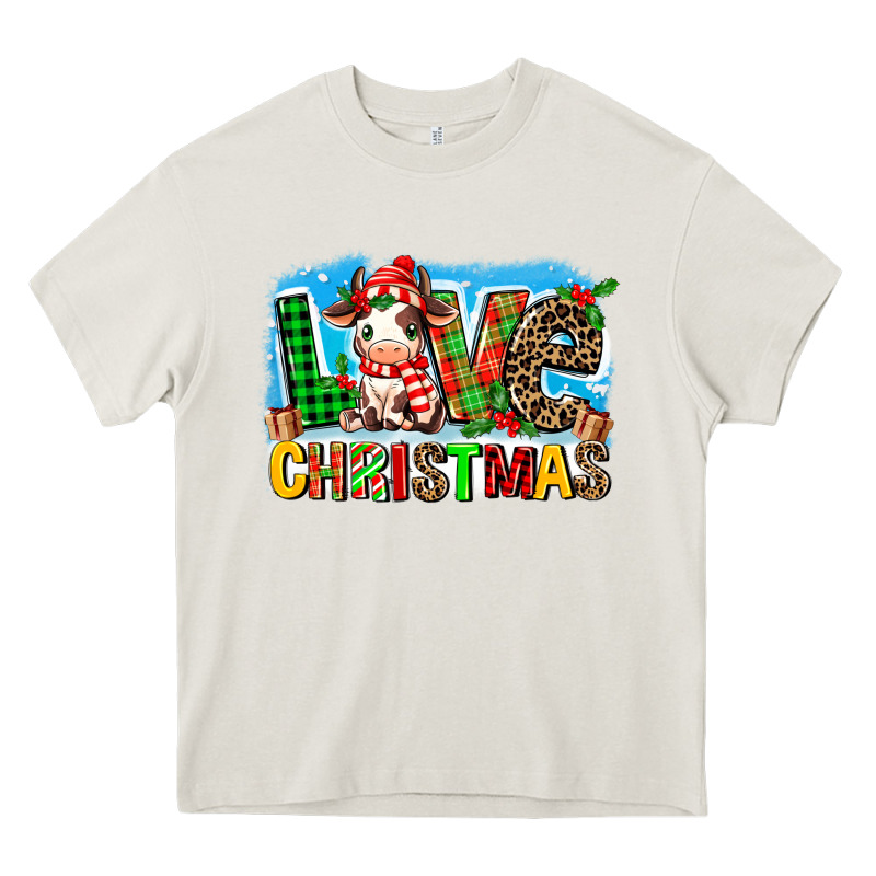 Love Christmas Cow Heavy Core Tee by MaliasSmallBusiness | Teevron