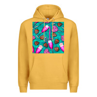 Mustard valentines day champagne and strawberry Premium Hoodie - BundleAndBundleShop