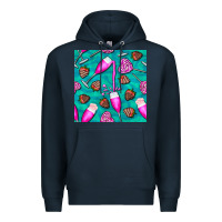 Navy valentines day champagne and strawberry Premium Hoodie - BundleAndBundleShop