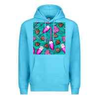 Ocean Blue valentines day champagne and strawberry Premium Hoodie - BundleAndBundleShop