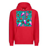Red valentines day champagne and strawberry Premium Hoodie - BundleAndBundleShop