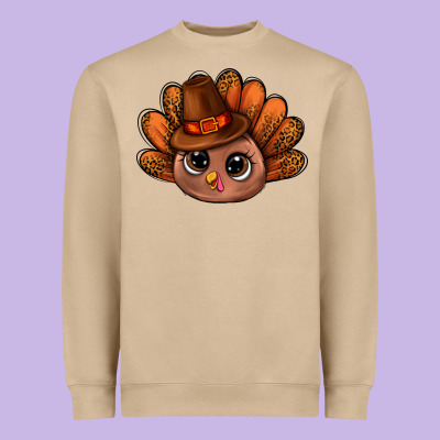 Turkey And Leopard Pattern And Thanksgiving Hat Bbs Heavyweight Sweatshirt Designed By Bundleandbundleshop