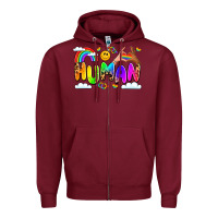 Burgundy human pride Zipper Hoodie - LillyAllenDesigns