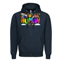Navy human pride Zipper Hoodie - LillyAllenDesigns