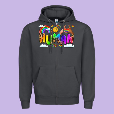 Human Pride Zipper Hoodie Designed By Lillyallendesigns