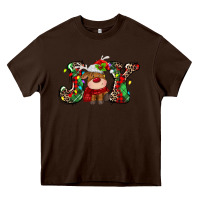 Chocolate Brown joy christmas deer Heavy Core Tee - MaliasSmallBusiness