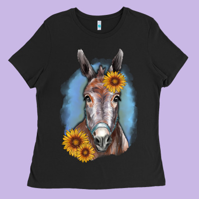 Sunflower Donkey Ladies Tee Designed By Ranaportraitstore