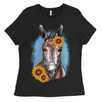 Black Sunflower Donkey Ladies Tee - RanaPortraitStore