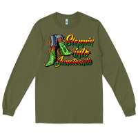 Army Green steppin into juneteenth heels Long Sleeve Tee - CowGirlArtShop