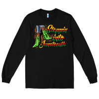 Black steppin into juneteenth heels Long Sleeve Tee - CowGirlArtShop