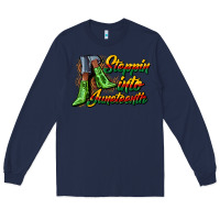 Navy steppin into juneteenth heels Long Sleeve Tee - CowGirlArtShop