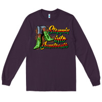 Plum steppin into juneteenth heels Long Sleeve Tee - CowGirlArtShop