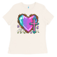 Bone easter cross heart la Ladies Tee - LillyAllenDesigns