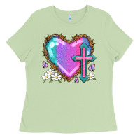 Matcha easter cross heart la Ladies Tee - LillyAllenDesigns